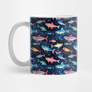 Illustrated Sardines in Space Surrounded by Stars Mug